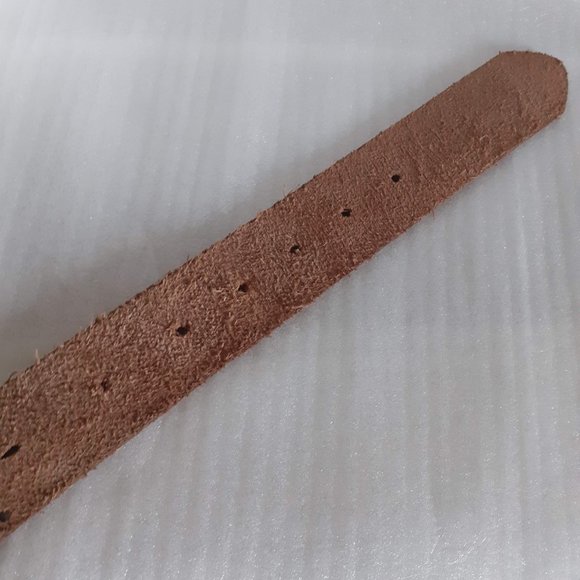 SOUTHERN -STYLE SMOKED BROWN 100%LEATHER  BELT WITH STUDS , RETRO LOOK - Picture 3 of 4